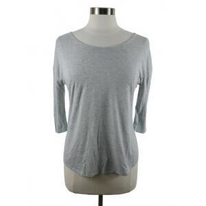 Daytrip Womens 3/4 Sleeve Boat Neck Gray Striped Blouse Medium